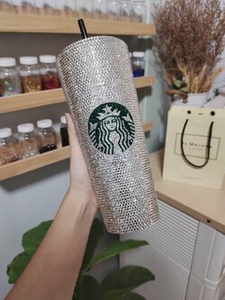 แก้วสตาร์บัคติดเพชรไซส์ใหญ่ 24 ออนซ์ งานสั่งทำ