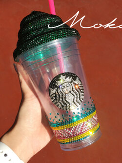 แก้ว Starbucks ติดเพชร ขนาด Grande 16 oz. ลายพิเศษ