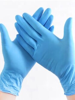 ถุงมือยางไนไตร สีฟ้า