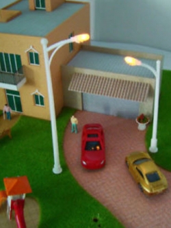 เสาไฟถนน กิ่งเดี่ยว 6V สูง 10 ซ.ม. (สเกล 1:100) / 10 ต้น