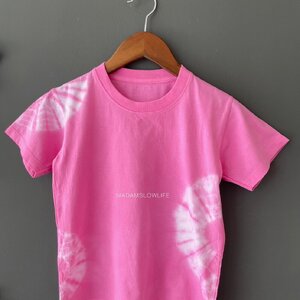 เสื้อยืดเด็ก มัดย้อมชมพูนม Size:80 90 100 110 120 130 140