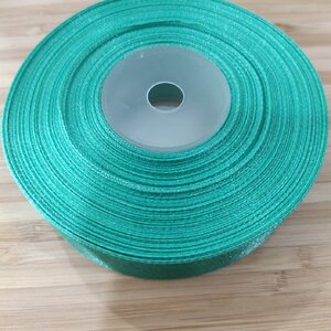 ริ้บบิ้นซาติน หน้ากว้าง25mm สีเขียว 5 หลา