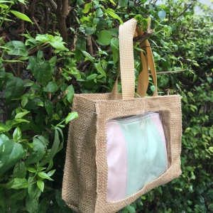 กระเป๋าผ้ากระสอบเจาะหน้าใส Eco Bag Show front A