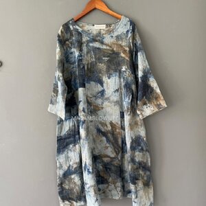 เดรส Size 36-44 แขนยาว 16.5 ยาว 37 เนื้อผ้าคอตตอนพรีเมียม ลายมัดย้อม ย้อมด้วยสีปลอดสารพิษ