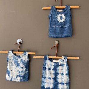 เสื้อกล้ามเด็ก ผ้าคอตตอนพรีเมียม ย้อมด้วยสีครามธรรมชาติ 90 100 110 120 130 140