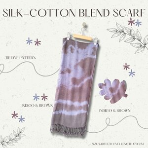 ผ้าพันคอ cotton มัดย้อมฟ้าน้ำตาล Size : กว้าง 70 cm × ความยาว 170 cm
