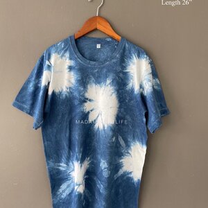 เสื้อยืด Size:L เนื้อผ้าคอตตอนพรีเมียม ย้อมสีครามธรรมชาติ