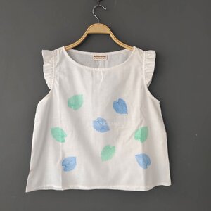 เสื้อคอปาดระบายแขน พิมพ์ลายใบไม้ size: S M L XL