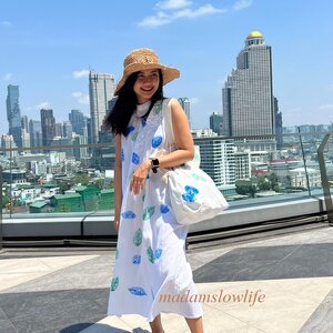 แซกคอเต่า โบว์หลัง ผ้าคอตตอน100% เนื้อนิ่มพิเศษ พิมพ์มือ สีปลอดสารพิษ