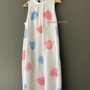 แซกคอเต่า โบว์หลัง ผ้าคอตตอน100% เนื้อนิ่มพิเศษ พิมพ์มือ สีปลอดสารพิษ