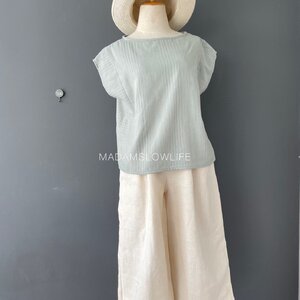 เสื้อผู้หญิง Size :S Size :L เนื้อผ้าคอตตอนพรีเมียมแบบมีเทกเจอร์ สีละมุนมี สีเขียววินเทจ