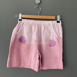 กางเกงขาสั้นเด็ก 90 100 110 120 130 140 มัดย้อมสีปลอดสารพิษพิมพ์ใบไม้