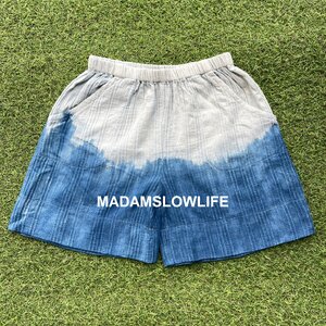 กางเกงเด็กขาสั้น Size 90 100 110 120 130 140 ย้อมสีครามธรรมชาติ