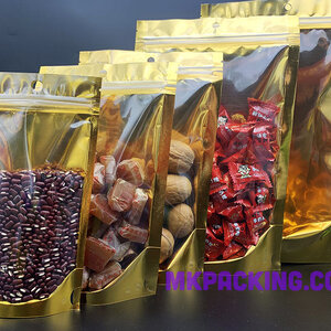 ถุงเมทัลไลท์ หน้าใส หลังทอง ซิปล็อค ตั้งได้