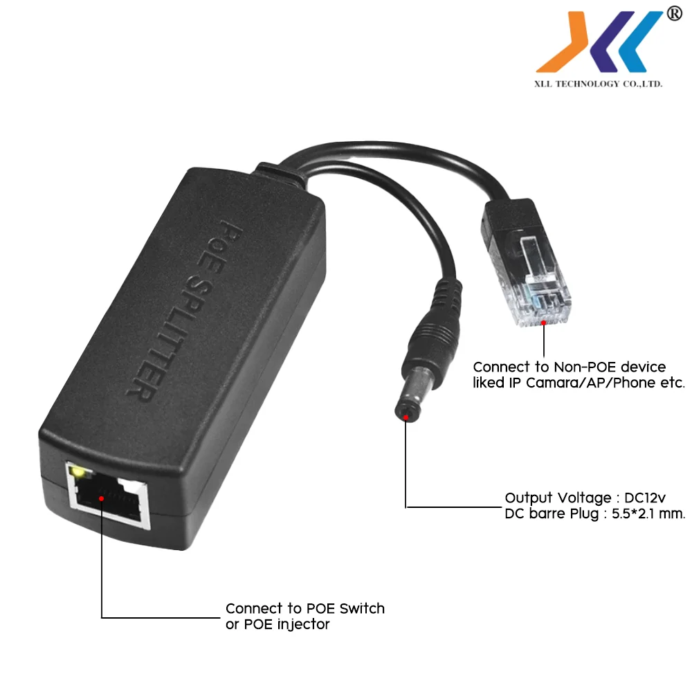 POE splitter 48v to 12v + LAN 10/100Mbps ตัวแยกไฟและสัญญาณเน็ต ใช้กับกล้องวงจรปิด