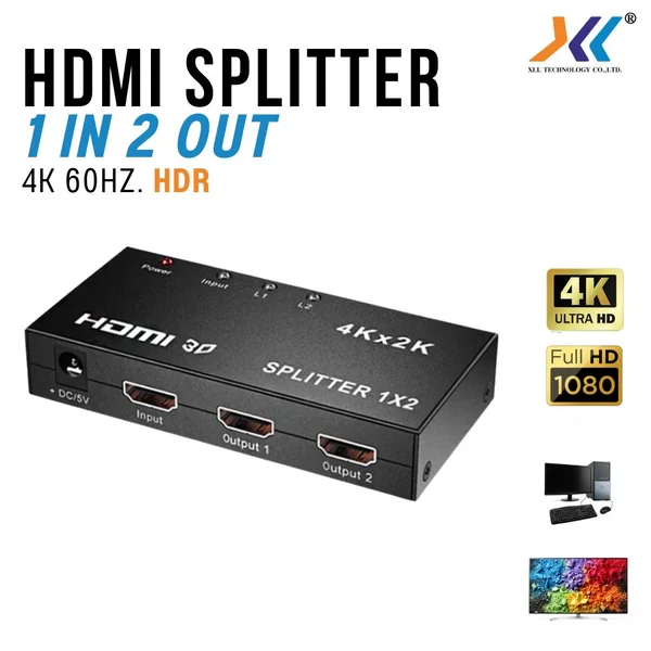 กล่องแปลงสัญญาณ HDMI Splitter เข้า 1 ออก 2 4K image 1